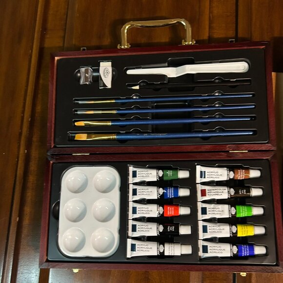 Ultimate 149-Piece Art Set Watercolor Acrylic Painting Kit in Wooden Case - Picture 4 of 7